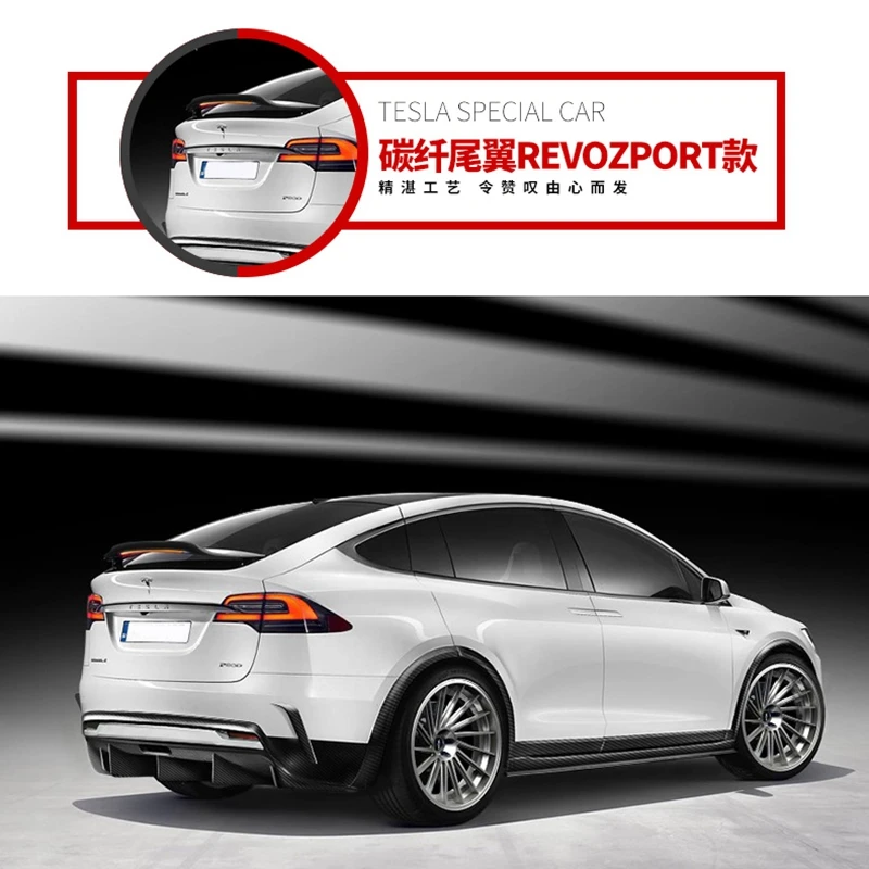 

Revozport-Style Carbon Fiber Car Rear Wing Trunk Lip Spoilers Fits For Tesla MODEL X 2016 2017 2018