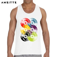 Модные радужные vinly record tank top мужские индивидуальные музыкальные печатные рубашки без рукавов модные хипстерские мужские майки топы