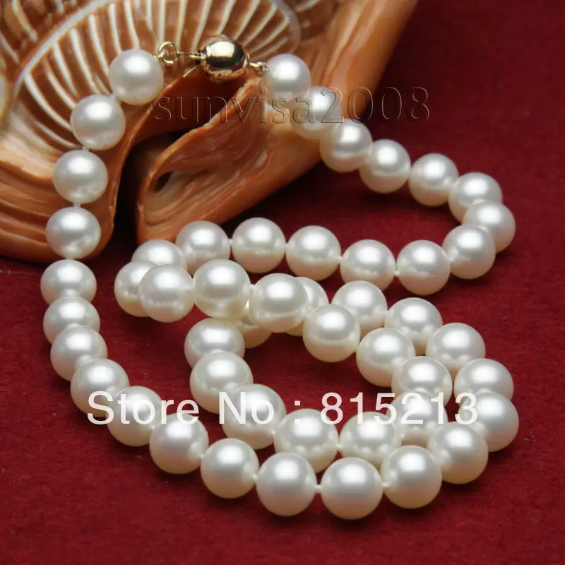 

ddh00786 AAA Princess Length 9-10mm White Fresh Water Cultured Pearl Necklace Jewelry