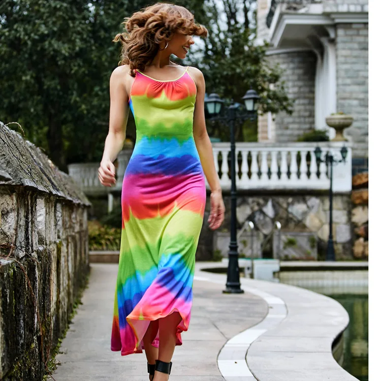 Летнее платье 2018 красочные с длинными Boho чешские Для женщин спинки Сарафан