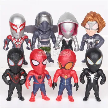 

8 Pcs/set Avengers Spider-Man:Homecoming Cute Edition Spider-Man Action Figures Super Hero Model Toys Mini Doll