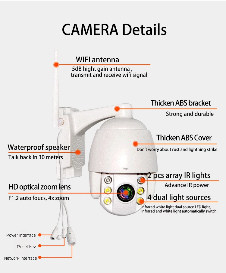 Yobang безопасности 1080 P 5x оптический зум Беспроводной IP камера Wi Fi металл открытый безопасности водостойкий видеонаблюдения Запись CCTV