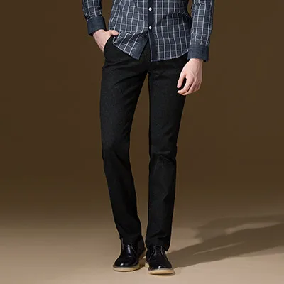 Высокое качество мужские осенние зимние теплые мужские модные для отдыха средней посадки тонкие длинные штаны деловая мужская кофта кэжуал брюки утепленные - Цвет: black