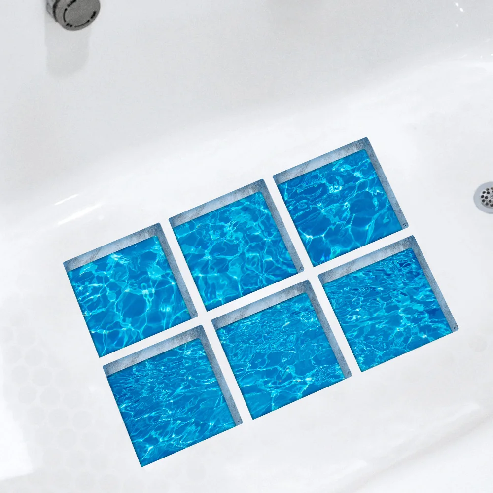 

Funlife 3D Anti Slip Waterproof PVC Bathtub Sticker Decor Waves bathroom sticker wall stickers drop ship sale 15x15 BathS009
