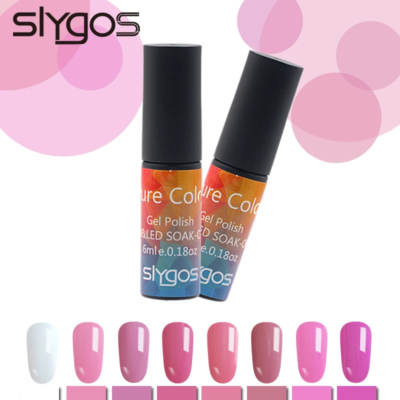 

SLYGOS 6ML Pink Nude Grey Series Portable Soak Off UV Gel Polish White Long Lasting Pure Color Nail Gel Varnish Manicure