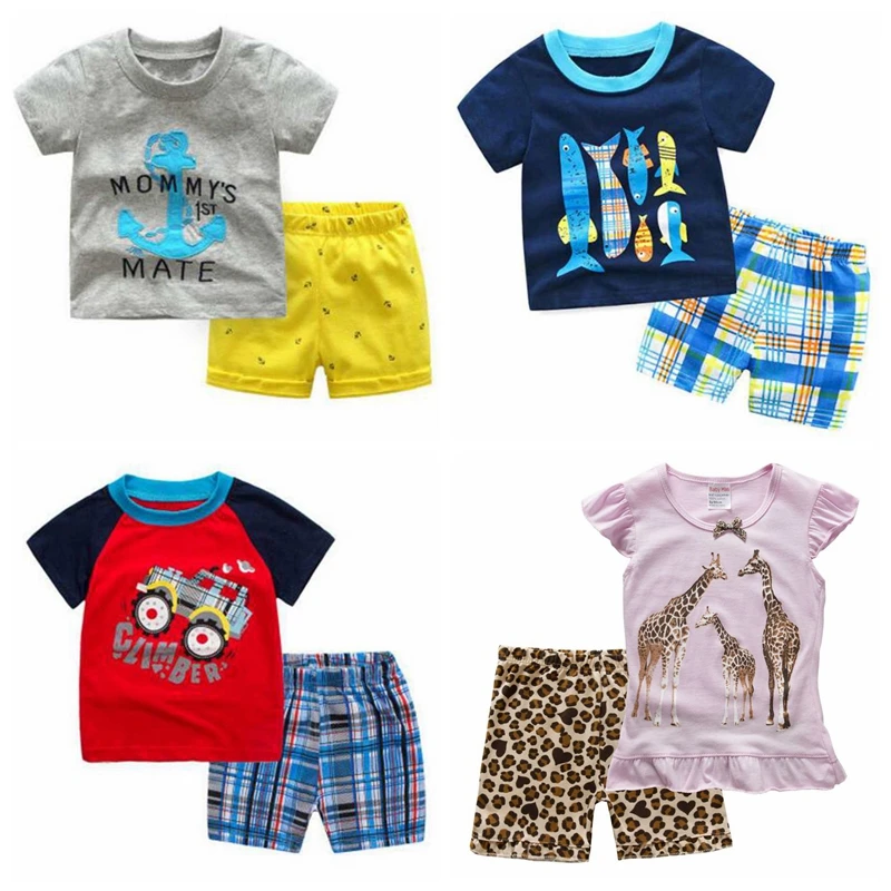 

Boy summer clothes Cartoon Top + Shorts kids clothes Tracksuit girls clothing set Sport Suit Set 2 3 4 5 6 7 Years SL068