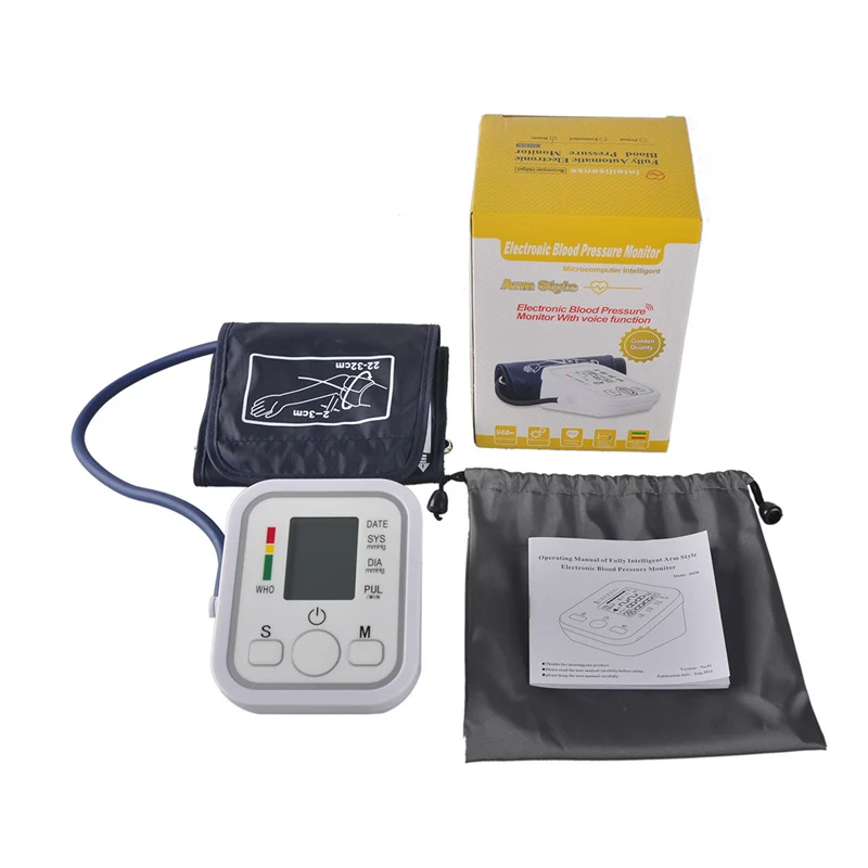 

Electronic Portable Digital Arm Blood Pressure Monitor Pumps Device Heart Beat Meter Machine Tonometer for Measuring Automatic