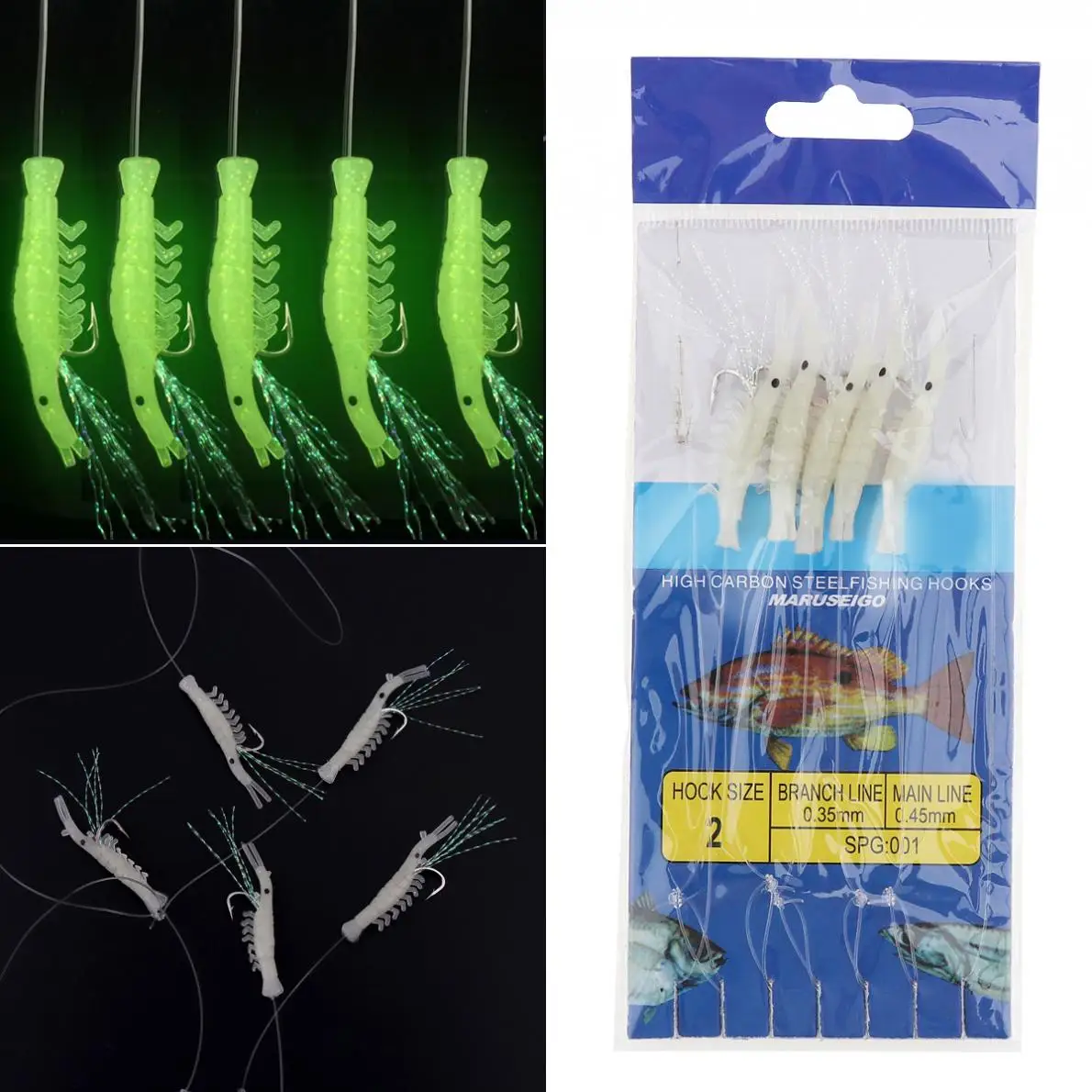 5pcs/set TPE Night Luminous Shrimp Soft Fishing Lure Swimbait Fishing