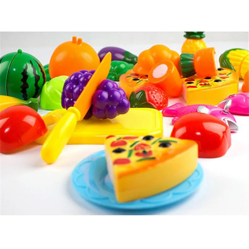 24 шт., детский игровой домик, игрушка для вырезания фруктов, ролевые игры, развивающие игрушки, пластиковые овощи, пицца, кухонные игрушки, Классические игрушки для детей