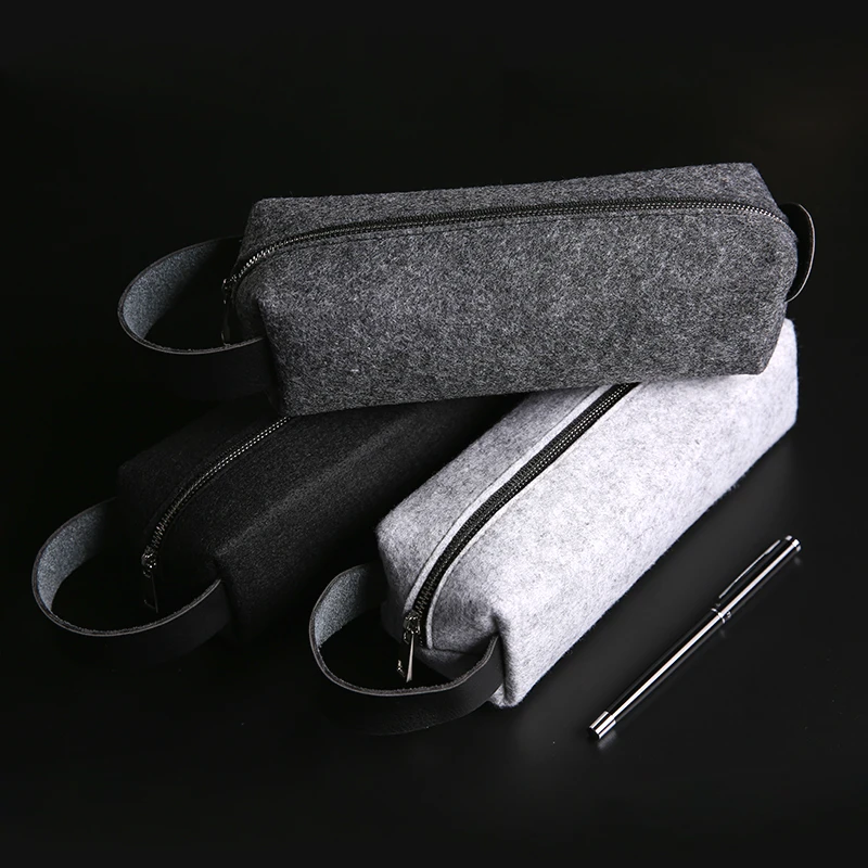 

Korean creative style simple generous school stationery bag large capacity fashion solid color retro student pencil cosmetic bag