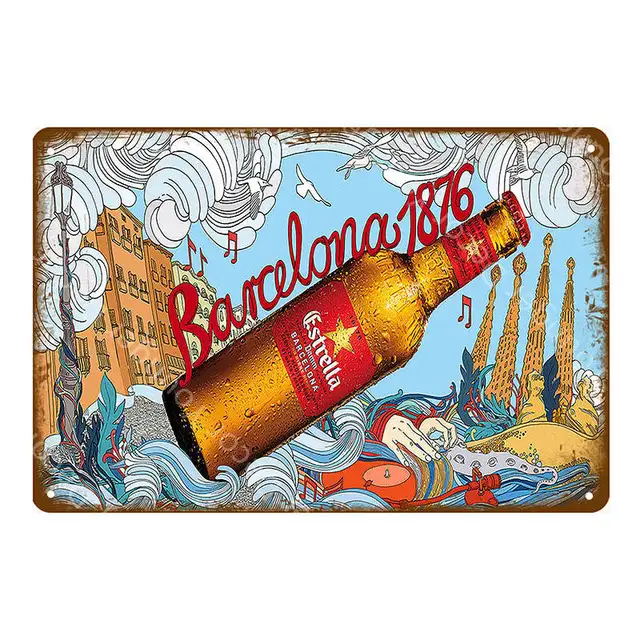 Metal Tin Sign damm cerveza Decor Bar Pub Home Vintage Retro Poster Cafe ART Metal Tin Sign damm cerveza Decor Bar Pub Home Vintage Retro Poster Cafe ART