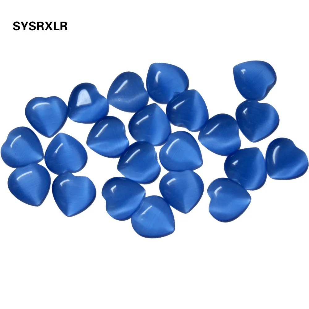 Бусины в форме сердца с голубым опалом 12 мм 20 шт.|cat eye beads|beads for jewelry makingeye bead |