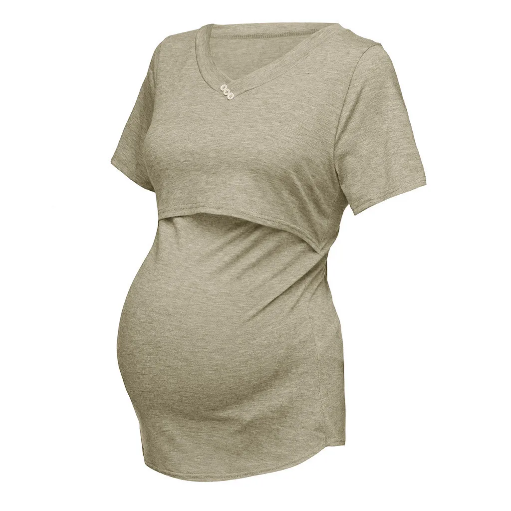 Женские топы чистого цвета с коротким рукавом для грудного вскармливания; Одежда для беременных; блузка для беременных; Одежда для беременных; HOOLER