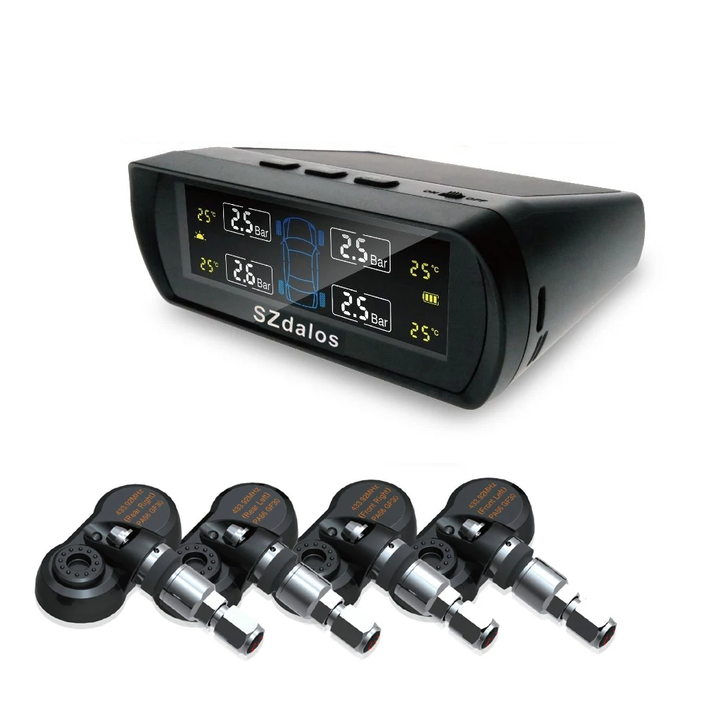 SZDALOS TP400 font b TPMS b font Colorful Solar Auto charged Display with internal sensors Wireless