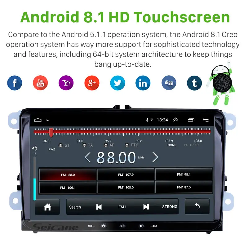 Seicane 1+ 16GB Navi " Android 8,1 автомобильное радио gps головное устройство проигрывателя для Фольксваген SEAT LEON CUPRA Skoda Passat b5 b6 CC Polo