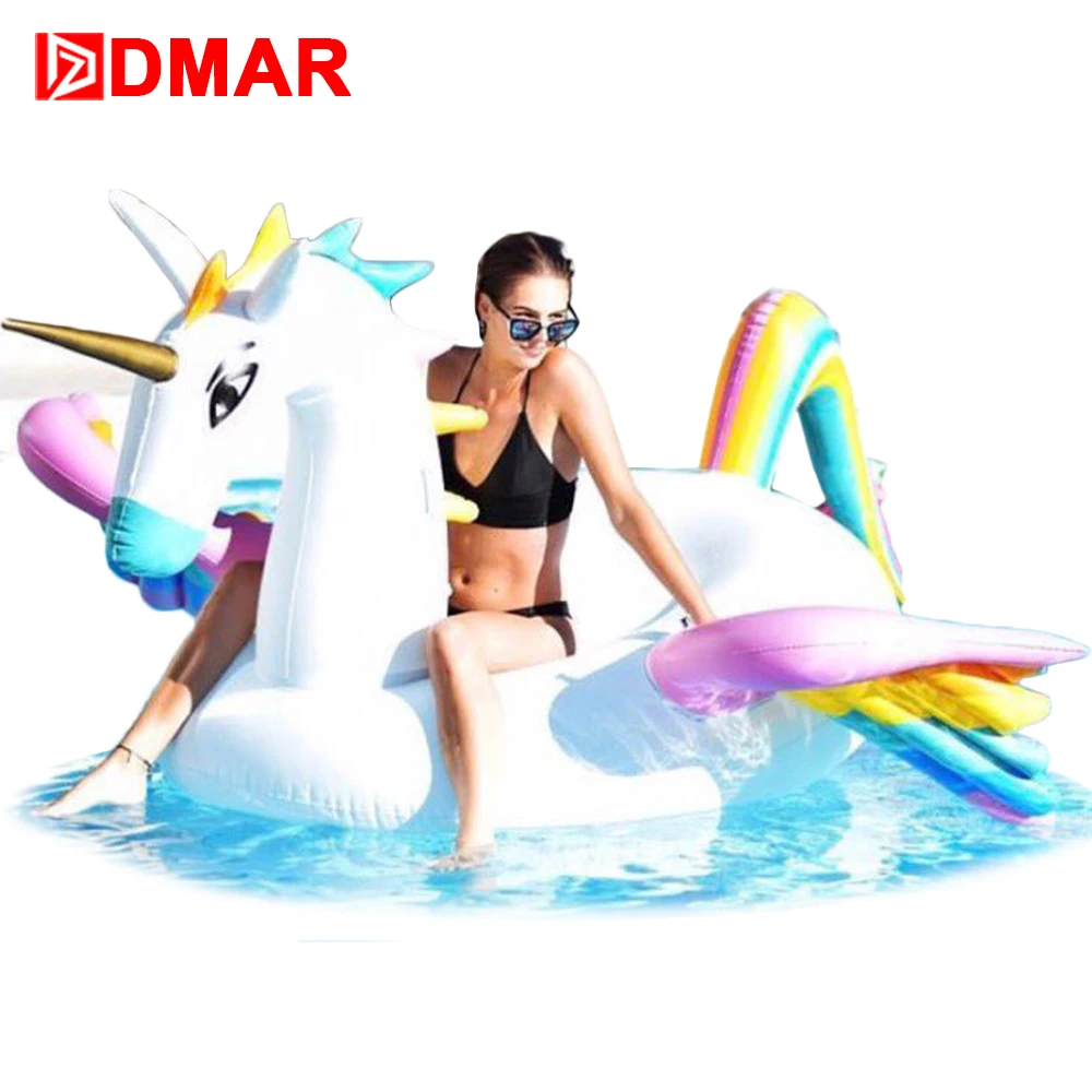 

DMAR Inflatabl Pegasus Giant Pool Float 250cm Inflatable Mattress Rideable Mat Swimming Ring Circle Beach Sea Water Party Toys