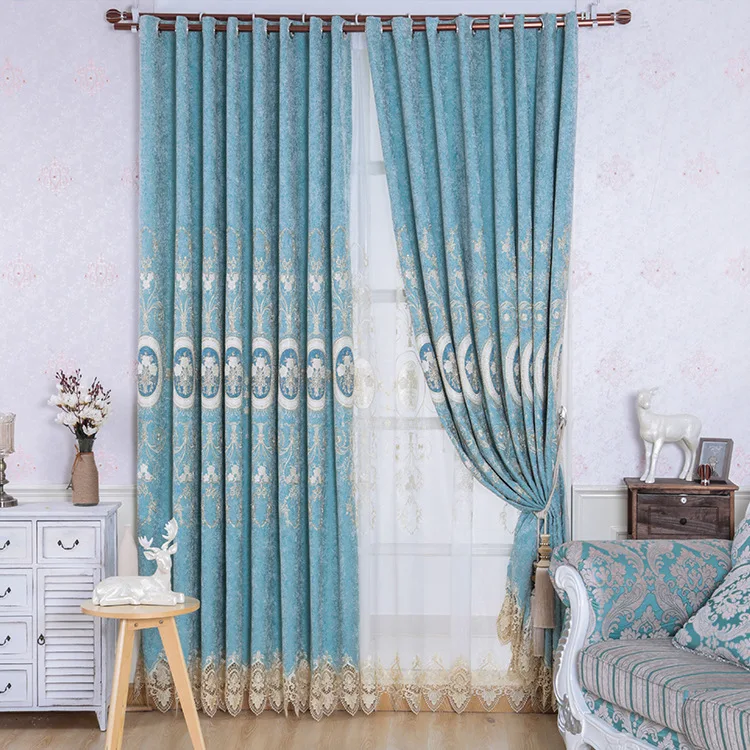 

Nordic Style Cationic Embroidery Shade Curtains for Living Dining Room Bedroom.