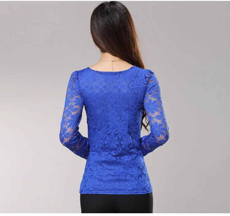 blouses & shirts Plus size S-5XL 2018 New fashion Women's Lace Crochet Blouses Shirts Long Sleeve Sexy Tops Women Lace Blouse camisa feminina long sleeve blouse