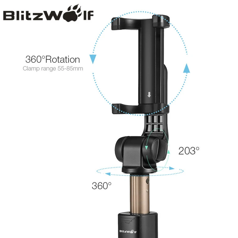 BlitzWolf BW-BS3 3 в 1 Беспроводная bluetooth селфи палка штатив мини выдвижной монопод универсальный для iPhone для samsung стабильный