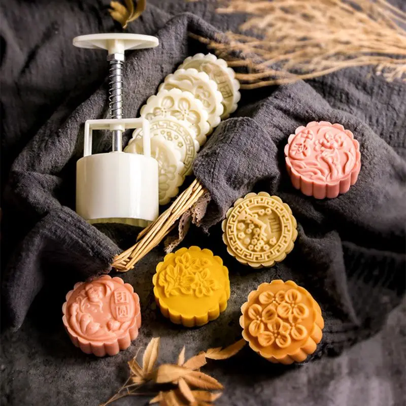 75 г Mooncake Moon Cake Плунжер Кондитерские формы формочки для печенья с 5 цветочными штампами May06