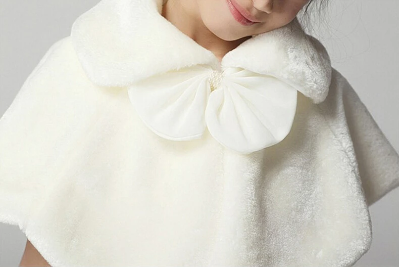 Новая детская шаль из искусственного меха норки для девочек, накидка на свадьбу, вечерний жакет белого цвета