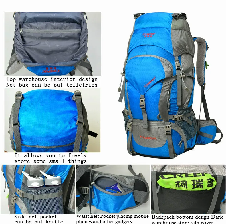 Открытый профессиональный рюкзак для мужчин и женщин, сумка для альпинизма, походная, походная, водонепроницаемая, профессиональная нейлоновая сумка 60л