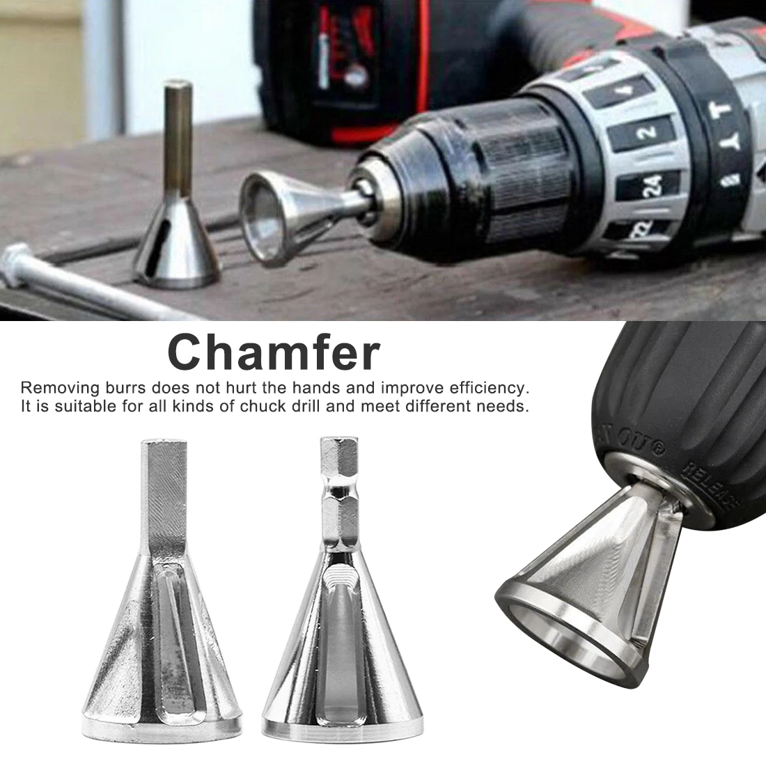 Stainless Steel Remove Burr Tools Drill Chuck Deburring External Chamfer Tool  for Chuck Drill Bit Hand Tools