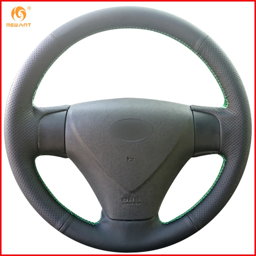 

MEWANT Black Artificial Leather Car Steering Wheel Cover for 2005-2009 Kia Rio 2007 Rio Hyundai Accent Hyundai Getz Accessories