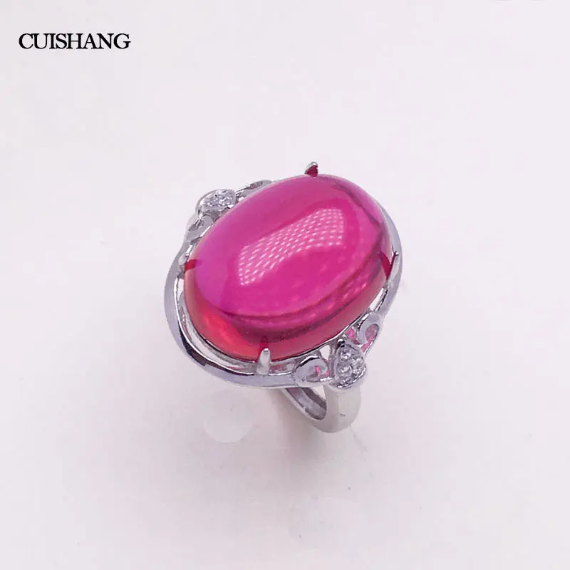

CSJ Real 925 Sterling Silver Red Ruby Rings Fine Jewelry Created Gemstone Wedding Engagement PartyFor Women Gift