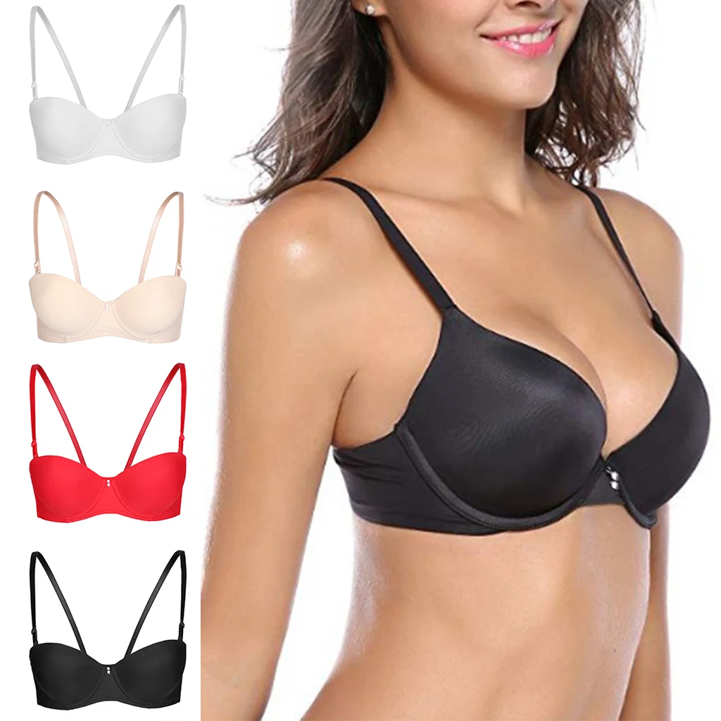 Breathable AB Cup Push Up Women's Bra Sexy Underwire Seamless Padded Bra Basic T-Shirt Bra Womens Intimates Wire Bra