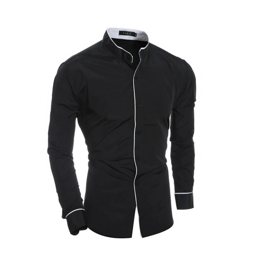 2017 Long Sleeved Shirt Men Summer And Autumn Casual Solid Color Lapel Turn Down Collar Slim