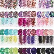 Poudre holographique pour décorer les ongles, effet pailletés, scintillants, acrylique, manucure, gel UV, 4 à 6 pots, 17 couleurs