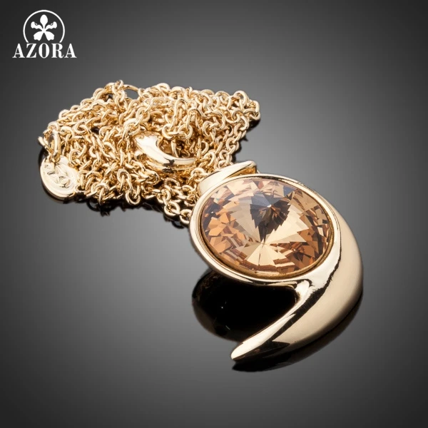 AZORA The Gold Snail Gold Color Stellux Austrian Crystal Jewelry Pendant Necklace TN0102