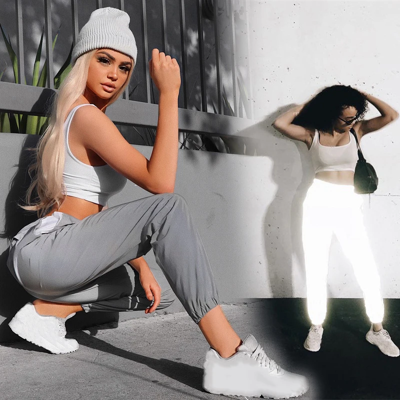 

Noctilucent Women Fitness Trousers Energy Casual Light High Shine Leggings Woman Elastic Waist Gary Gym Yoga Sport Running Pants