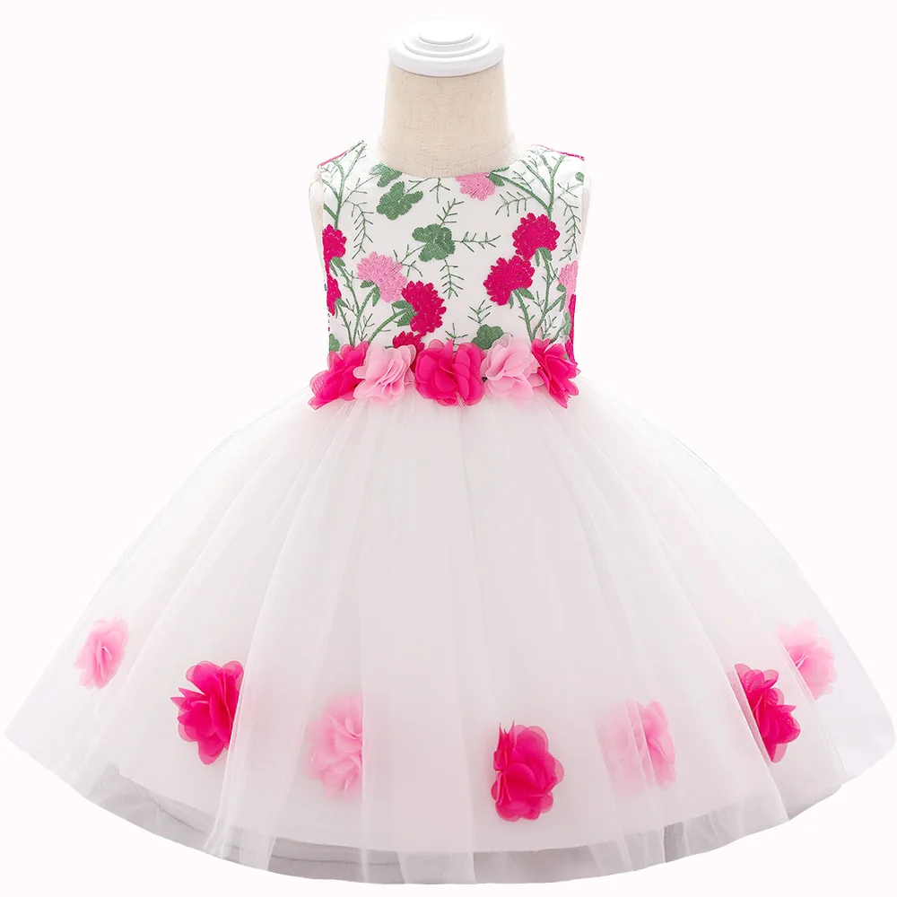 

2019 New Baby Baby Wash Dress Collage Lovely Flowers Flower Children's Dress A-Line Sleeveless Kids Party for Girl Clothes