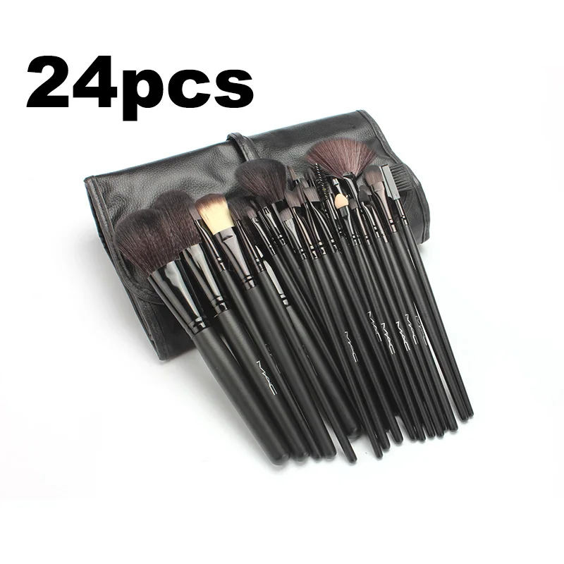 Кисти для макияжа 32 шт. pincel de maquiagem кисти для макияжа Профессиональный набор кистей для макияжа Набор инструментов черная кожаная сумка держатель - Handle Color: 24pcs