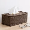 Handmade Weaving Removable Tissue Box Paper Storage Case Home Hotel Desktop Napkin Container Simple Style Hollow Rectangle Box ► Photo 3/6