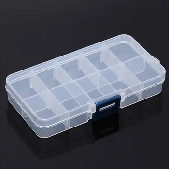 

10 Grids Adjustable Transparent Plastic Storage Box for Small Component Jewelry Tool Box Bead Pills Organizer Nail Art Tip Case