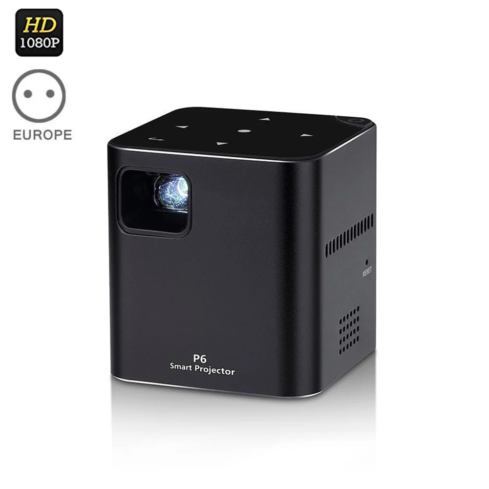 

EU Plug P6 DLP Projector 80 Ansi Lumen Dual Band Wifi 1080P Home Theater for IOS Apple 8 @88 DJA99