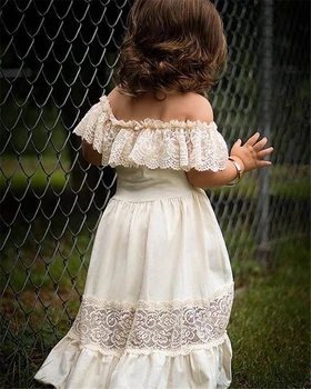 

Baby Girl Dress Off-Shoulder Ruffle Lace Formal Dress Sundress toddler baby girl sieeveless casual dress girl summer clothes