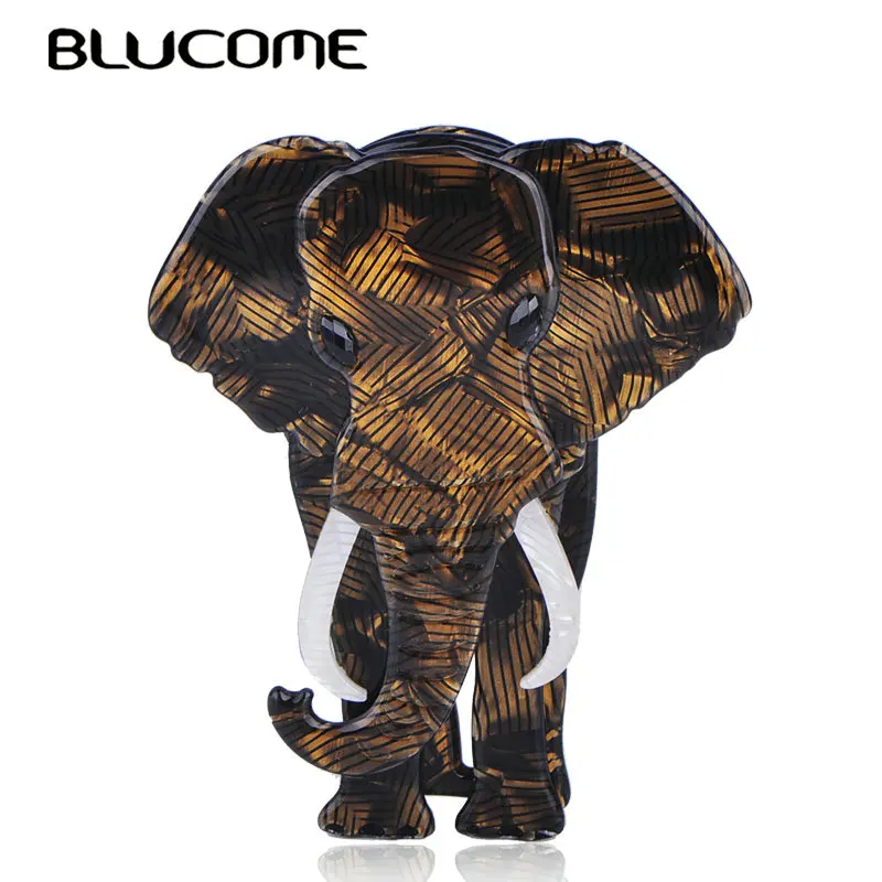Blucome Large Elephant Shape Brooch Special Texture Acrylic Jewelry For Women Children Scarf Bag Corsage Pins Animal Accessories