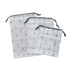 Fashion Cactus Draw pocket Small Fresh Transparent Matte Waterproof Travel Organizer 5 Per Pack Cosmetic Toiletries Storage Bag