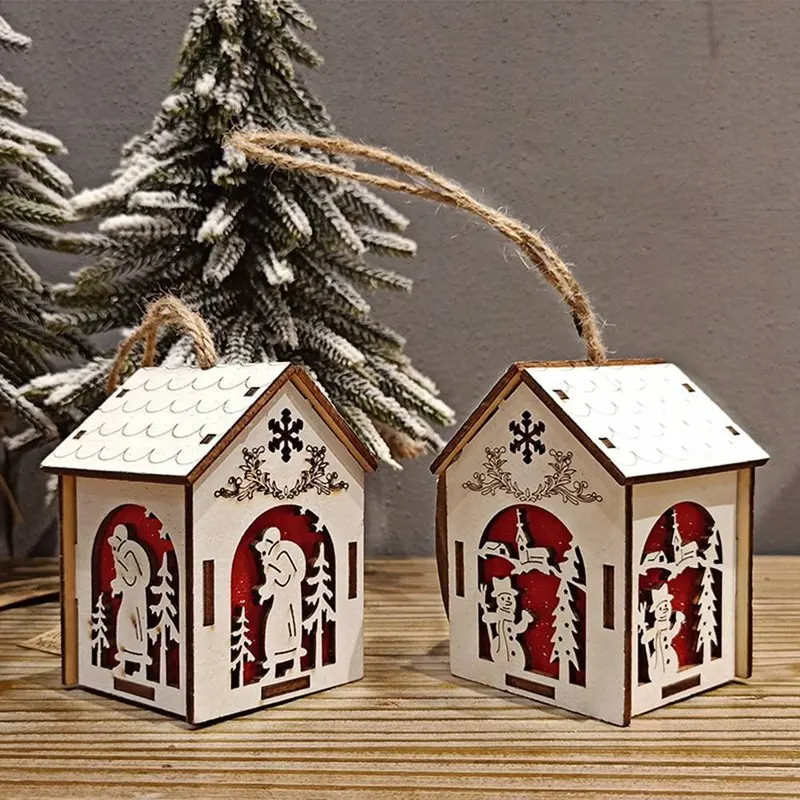 Новогодние и рождественские светодиодные подвесные домики с подсветкой, Настольная подвеска в форме хижины, украшения, рождественские украшения для дома, Enfeite De Natal