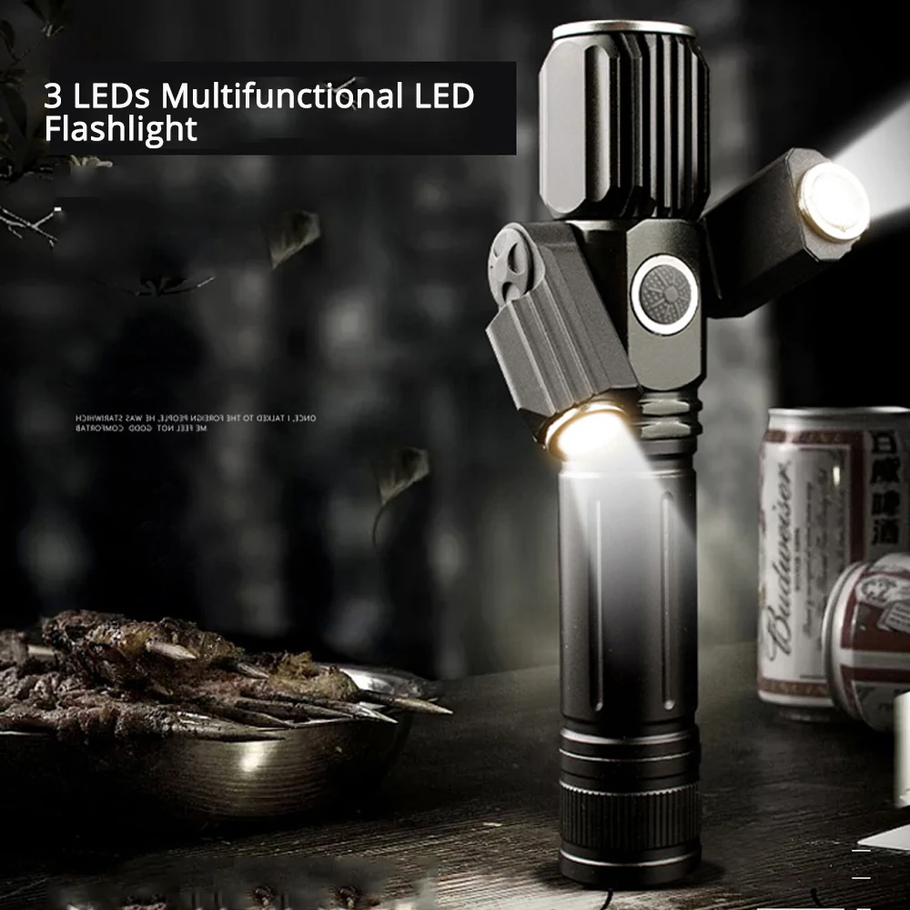High Bright Flashlight USB Charging LED Tactical Flashlights Zoomable T6 XPE LED Camping Lamp