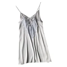 Весна Лето Новая модная женская Милая Ночная рубашка с v-образным вырезом Женская атласная ночная рубашка Элегантная Дамская пижама