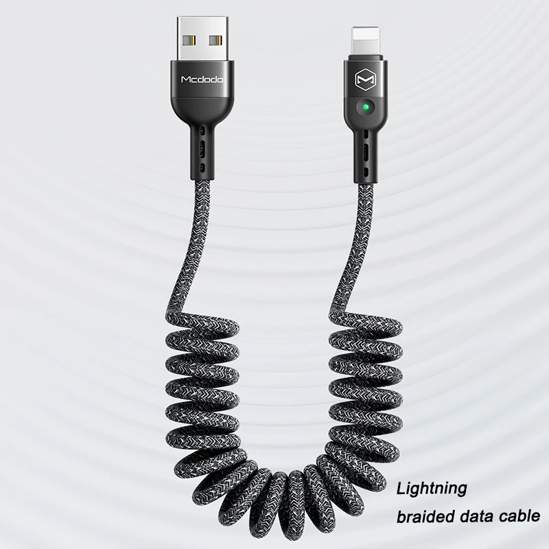 

1.8M Spring Extension Fast Charging USB Cable Charger Cord For iPhone XS MAX XR X 8 7 6 Plus USB Data Mobile Phone Cable