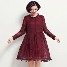 2016 Autumn Women Dress Fashion Girls Casual Dresses Long Sleeved office sexy Lace Dress High Quality Black vestido de festa