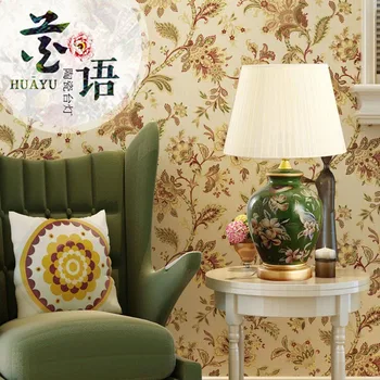 

Retro European style table lamp, bedroom, bed, warm, wedding, fashion, simple modern pastoral ceramic decorative lamp