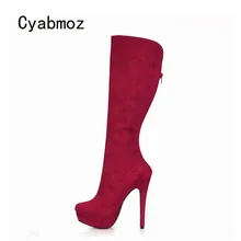 Cyabmoz/Женская обувь; женские зимние ботинки на платформе; Zapatillas botas zapatos mujer; женская свадебная обувь до колена на высоком каблуке