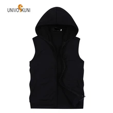 UNIVOS KUNI, новинка, весенний однотонный хлопковый мужской жилет, кардиган, модный, Повседневный, с капюшоном, без рукавов, большой размер, мужской жилет, 4XL, Q5122